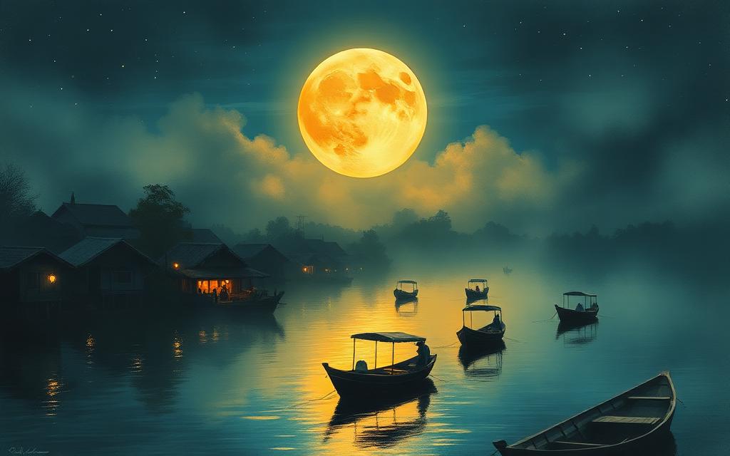 Làng ven sông miền Nam dưới ánh trăng khuya